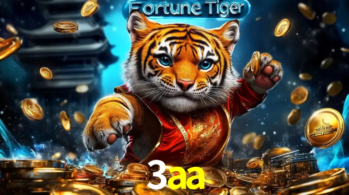Imagem promocional do jogo de slot Fortune Tiger, com um tigre majestoso em traje tradicional cercado por uma fortuna em moedas de ouro, disponível agora no cassino 3aa.